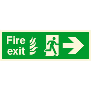 Fire Exit With Flames Sign Right Arrow