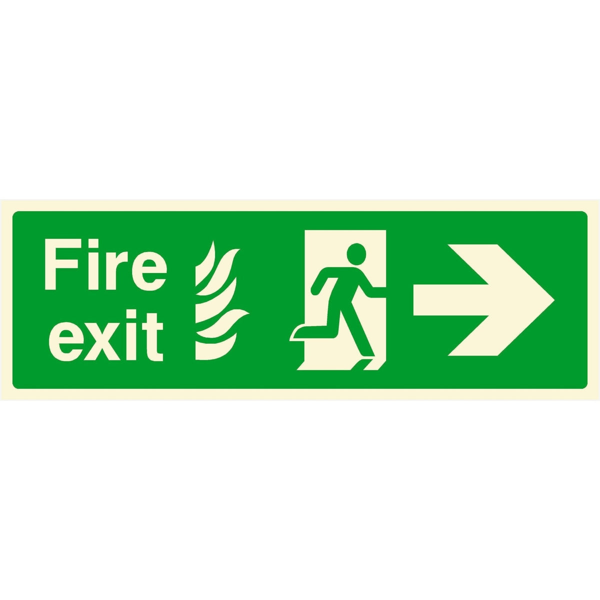 Fire Exit With Flames Sign Right Arrow