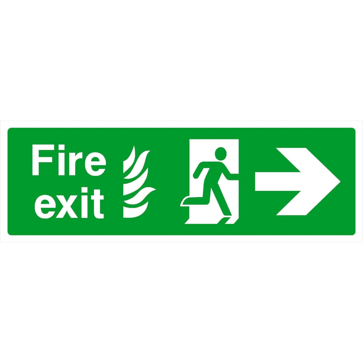 Fire Exit With Flames Sign Right Arrow