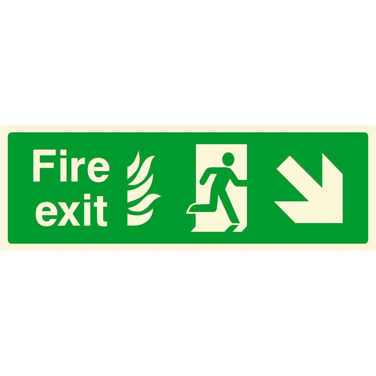 Fire Exit With Flames Sign Right Down Arrow