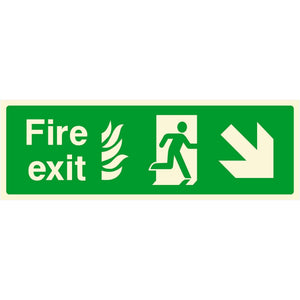Fire Exit With Flames Sign Right Down Arrow