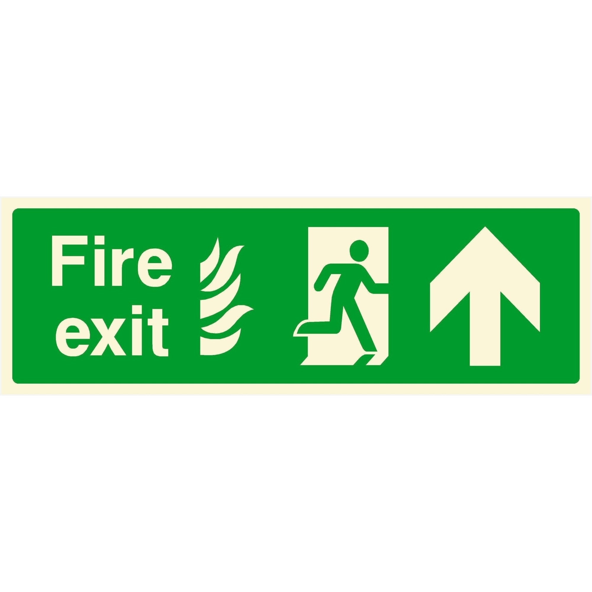 Fire Exit With Flames Sign Up Arrow