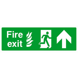 Fire Exit With Flames Sign Up Arrow