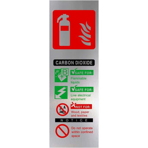 Fire Extinguisher Carbon Dioxide Brushed Silver Sign