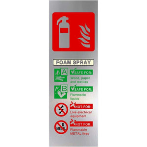 Fire Extinguisher Foam Spray Brushed Silver Sign