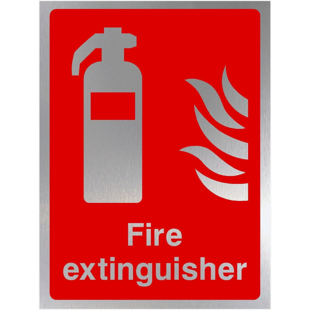 Fire Extinguisher Sign in Brushed Silver