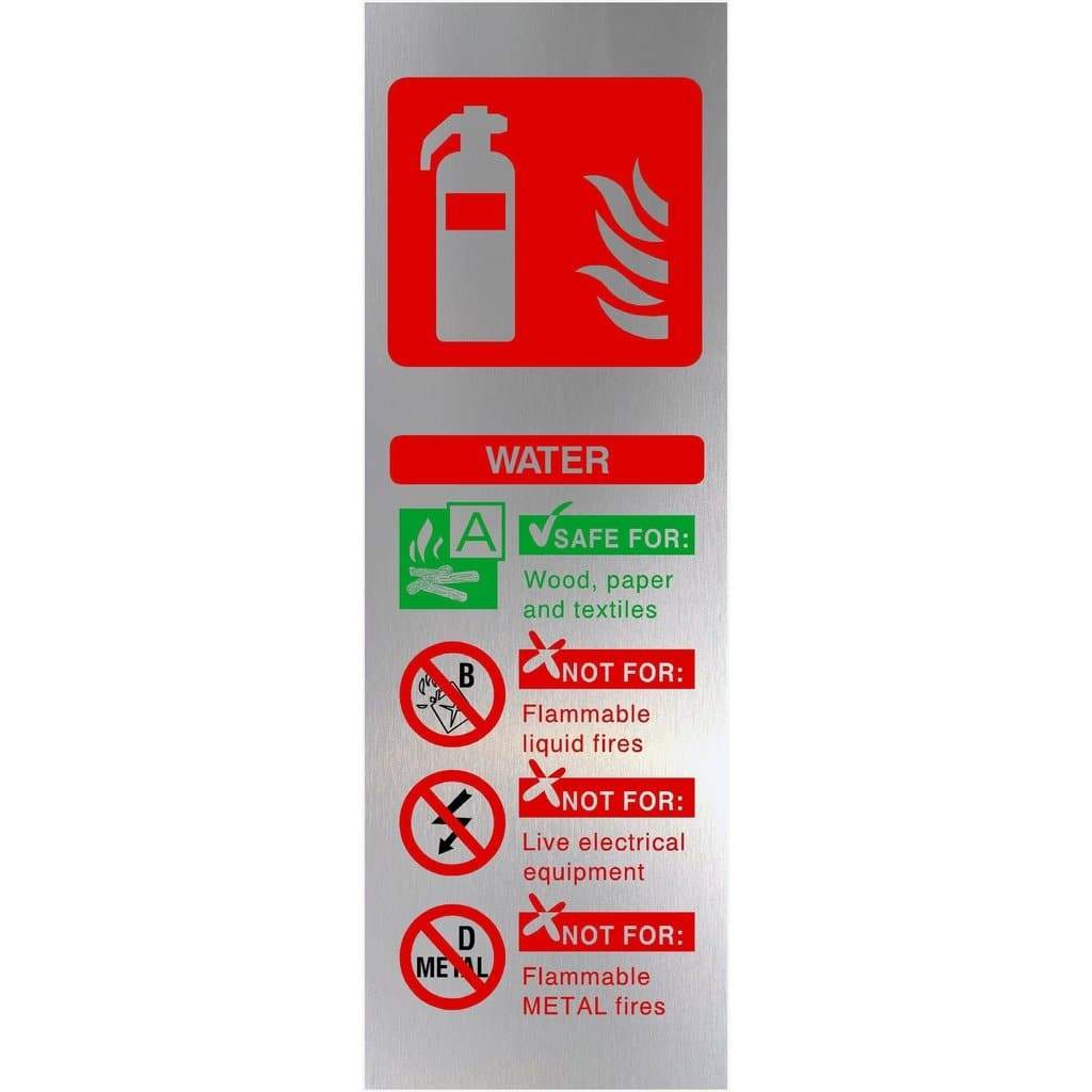 Fire Extinguisher Water Brushed Silver Sign