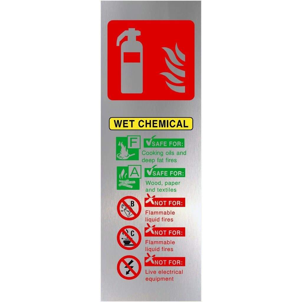 Fire Extinguisher Wet Chemical Brushed Silver Sign