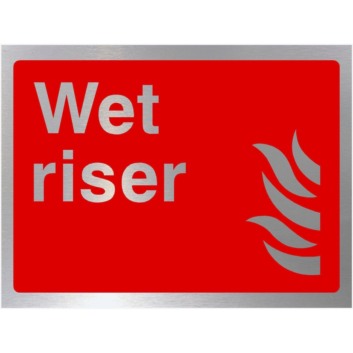 Fire Extinguisher Wet Riser Sign in Brushed Silver