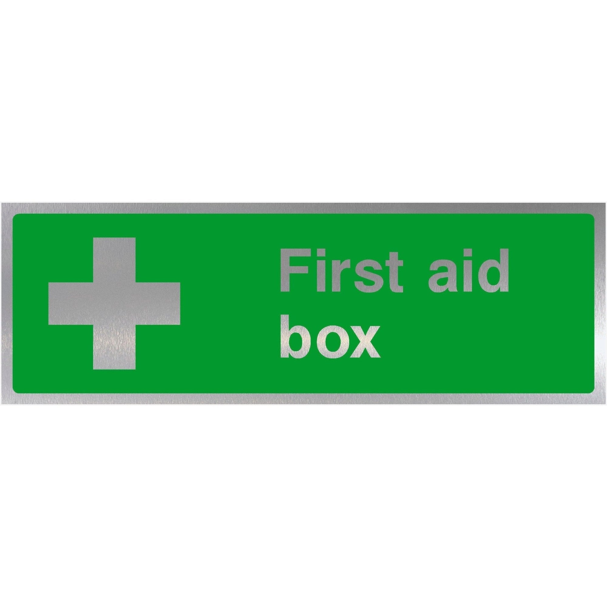 First Aid Box Sign Brushed Silver