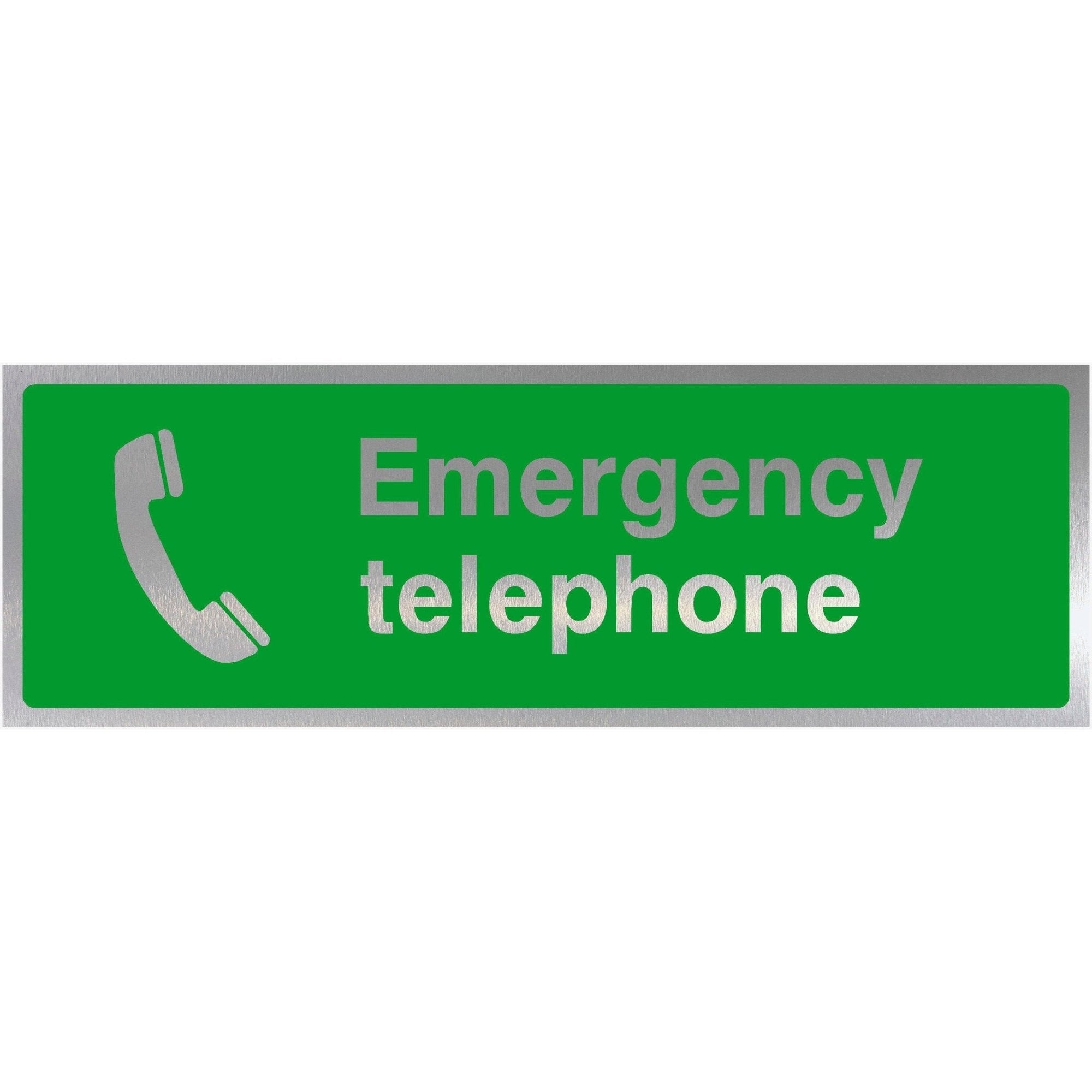 First Aid Emergency Telephone Brushed Silver Sign