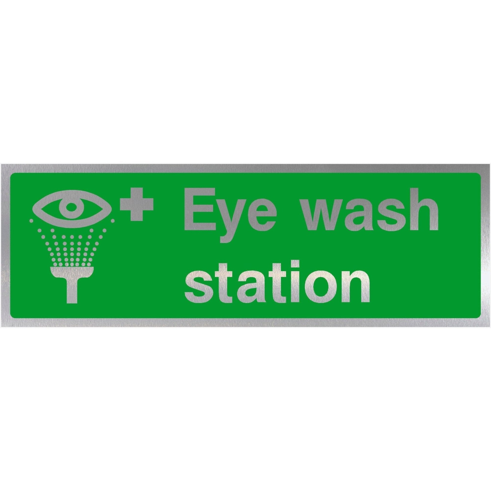 First Aid Eye Wash Station Brushed Silver Sign