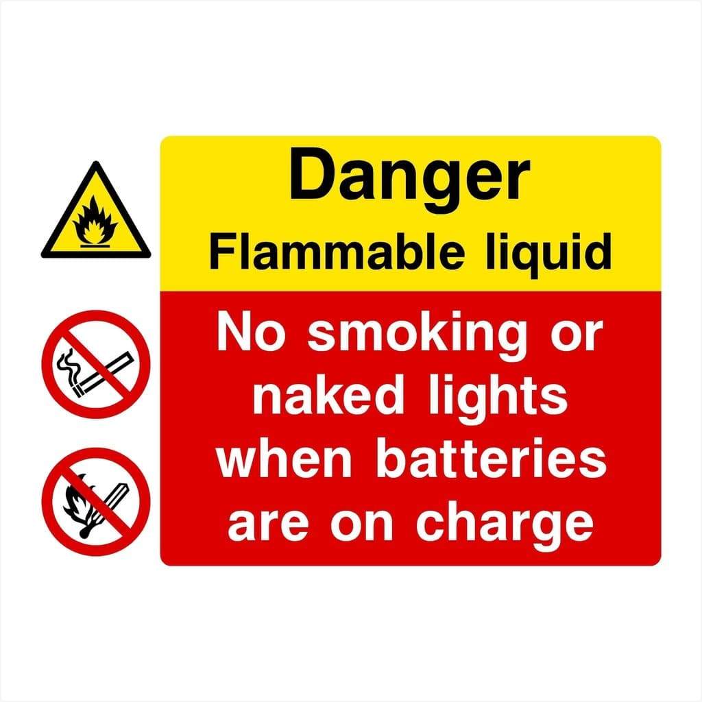 Flammable Liquid No Smoking When Batteries On Charge Sign