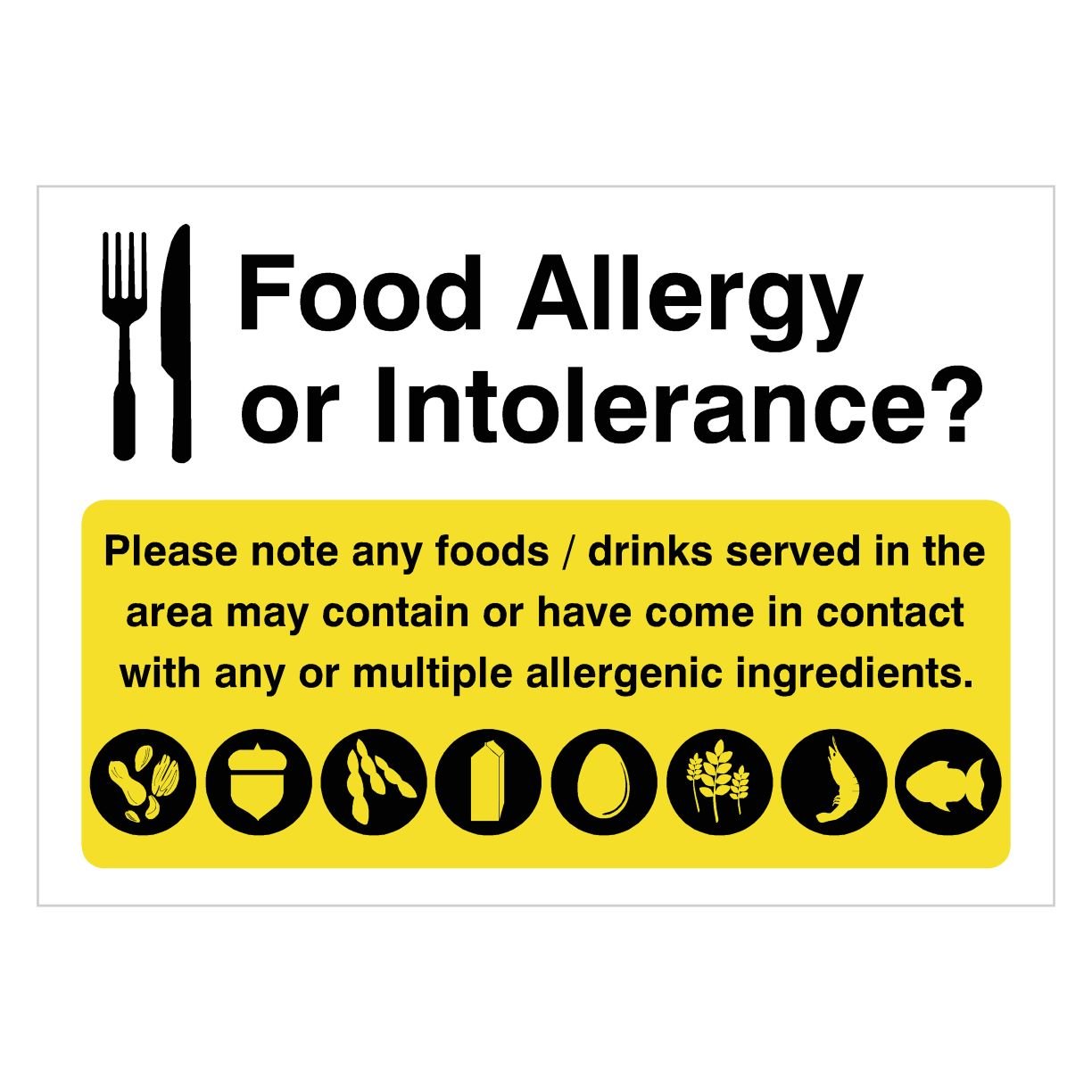 Food Allergy Notice Landscape Sign