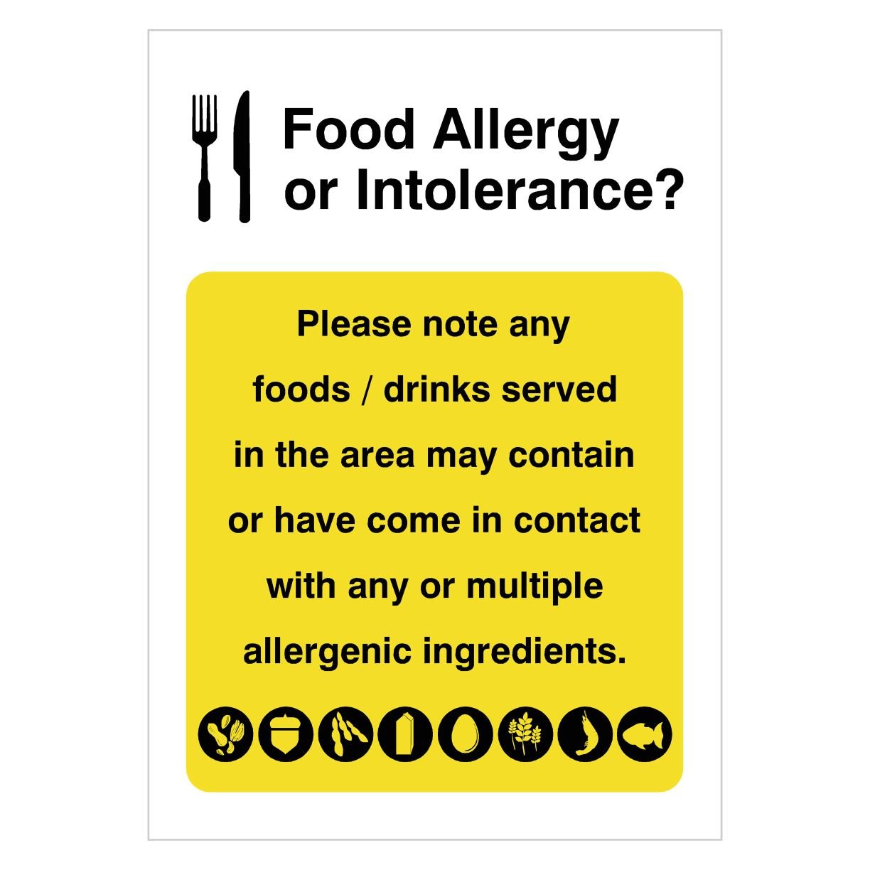 Food Allergy Notice Portrait Sign