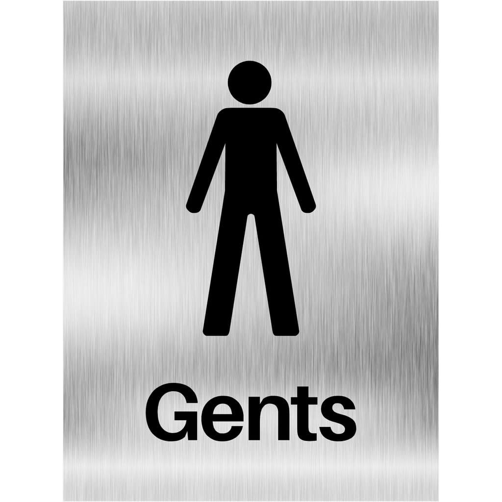 Gents Toilet Sign Brushed Silver