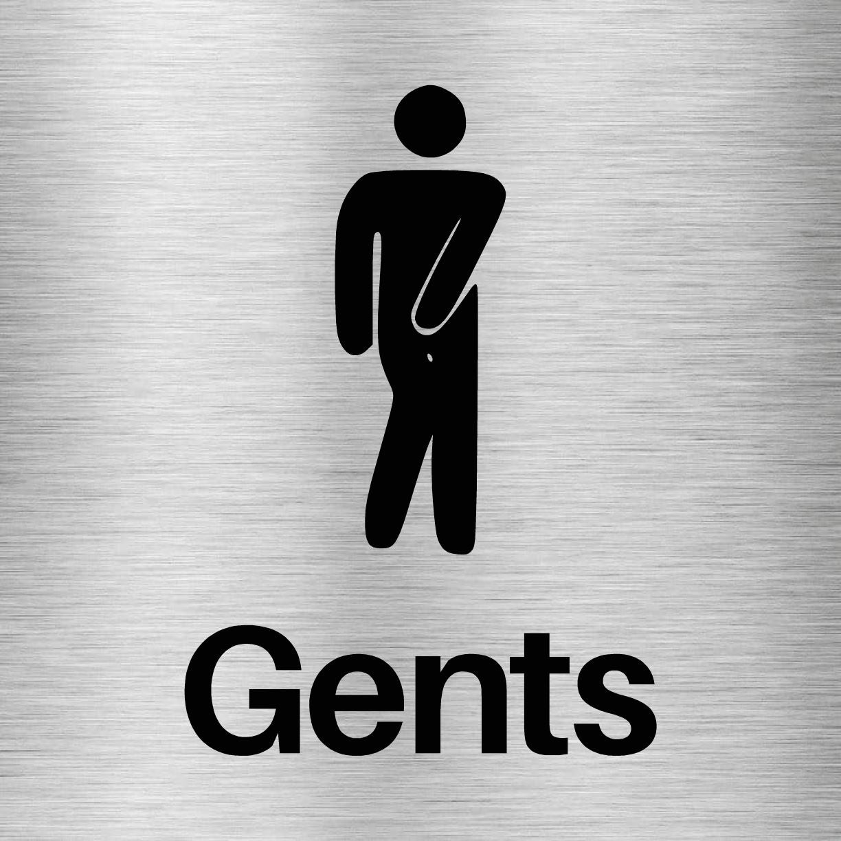 Gents Toilets Comic Sign in Brushed Silver