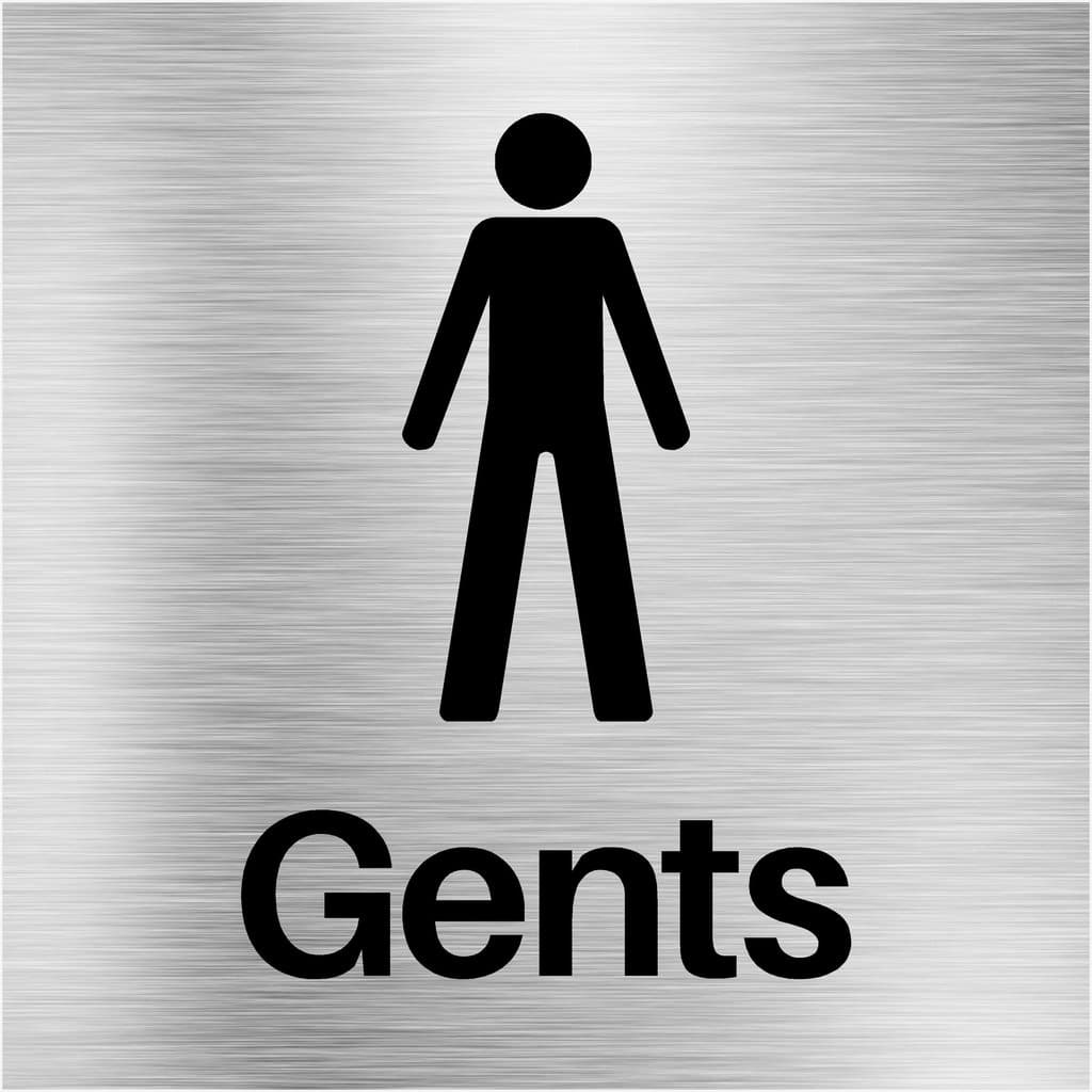 Gents Toilets Sign in Brushed Silver