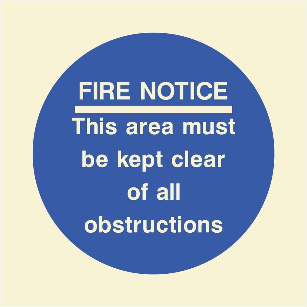 Glow In The Dark Area Must Be Clear Fire Door Sign