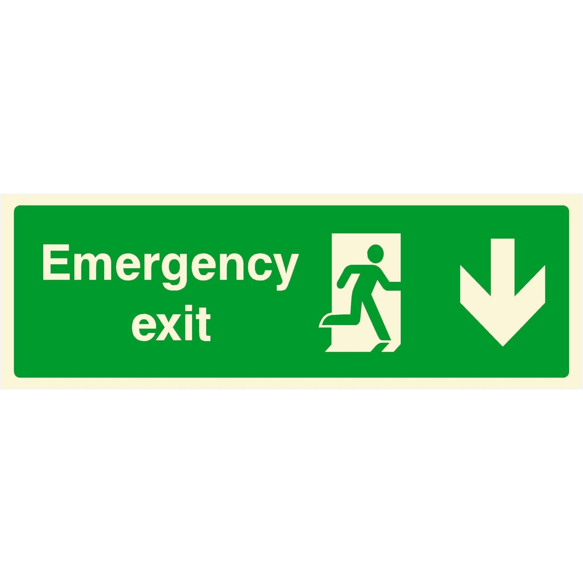 Glow In The Dark Emergency Exit Sign Down Arrow