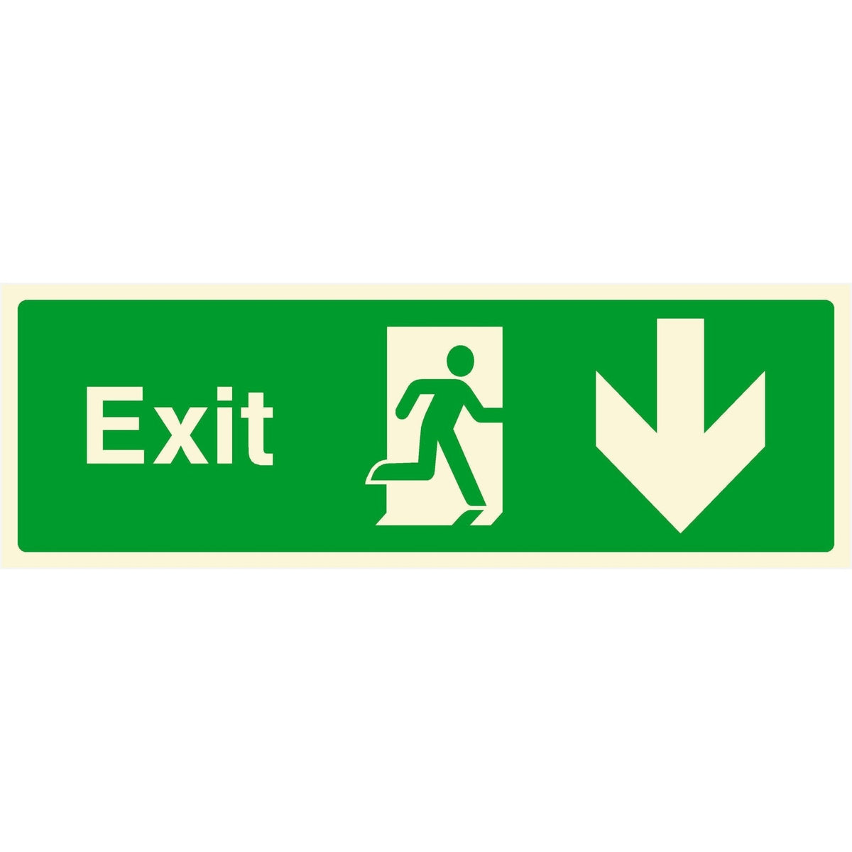 Glow In The Dark Exit Fire Sign Down Arrow