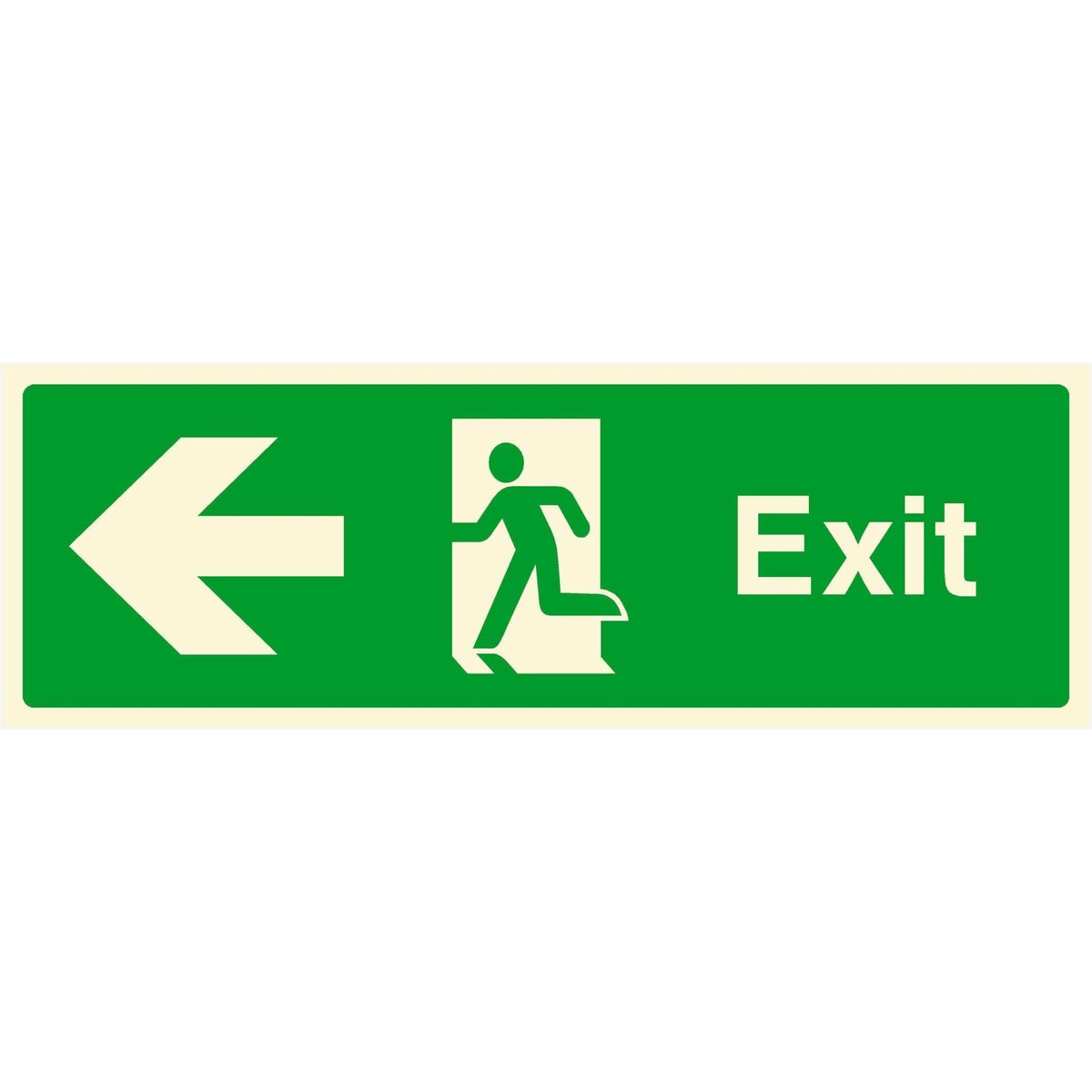 Glow In The Dark Exit Fire Sign Left Arrow