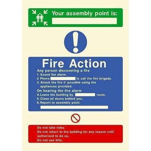 Glow In The Dark Fire Action Assembly Point Sign