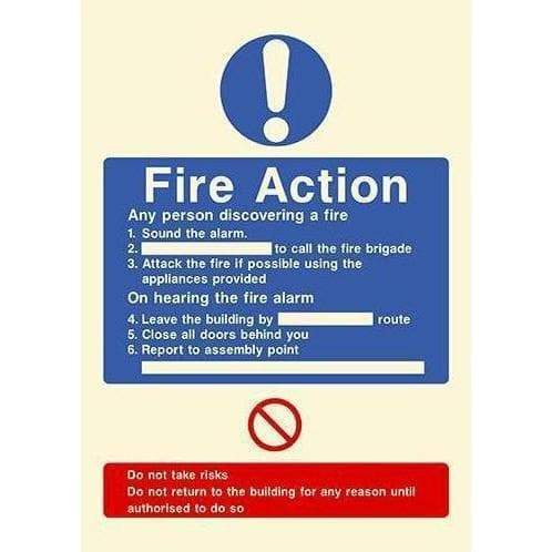 Glow In The Dark Fire Action Call Fire Brigade Sign