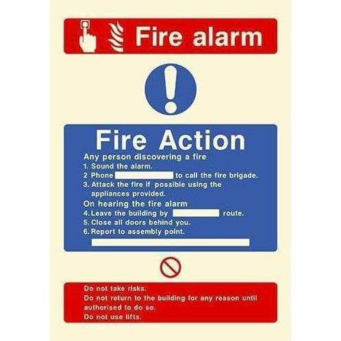 Glow In The Dark Fire Action Call Point Sign