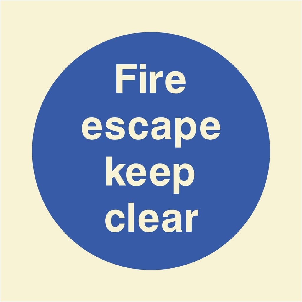 Glow In The Dark Fire Escape Keep Clear Sign