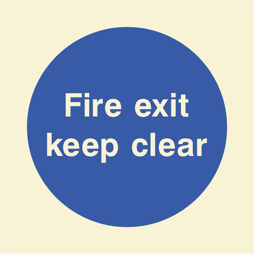 Glow In The Dark Fire Exit Keep Clear Sign