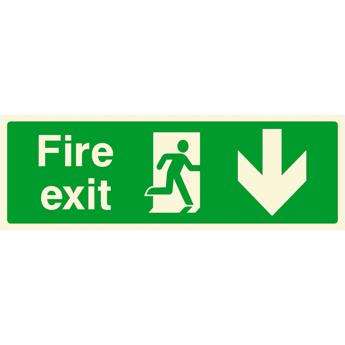 Glow In The Dark Fire Exit Sign Down Arrow