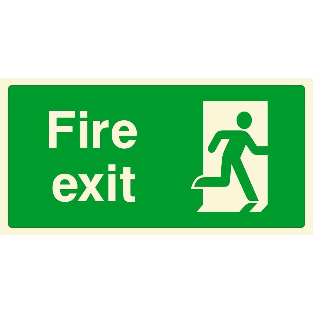 Glow In The Dark Fire Exit Sign Right