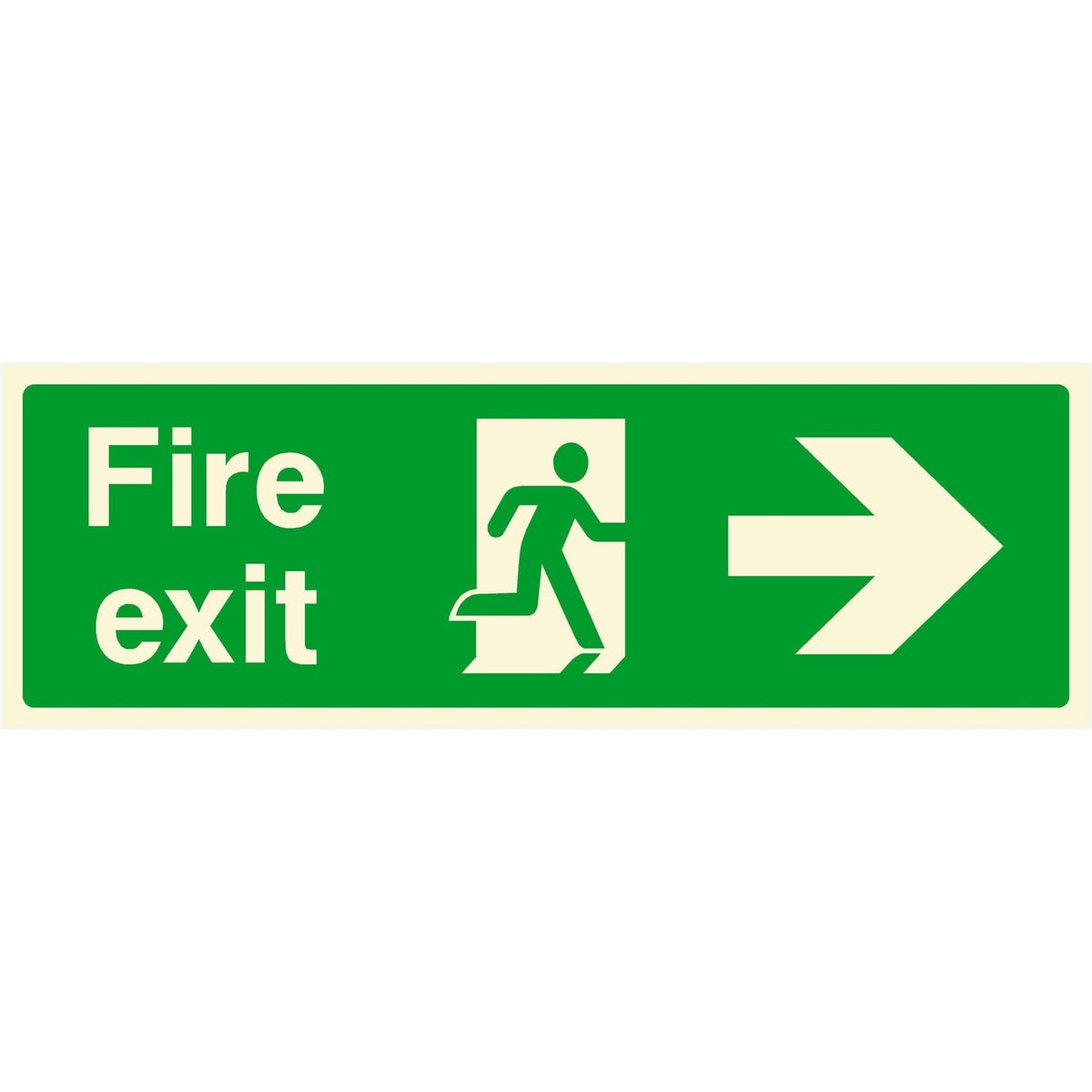 Glow In The Dark Fire Exit Sign Right Arrow