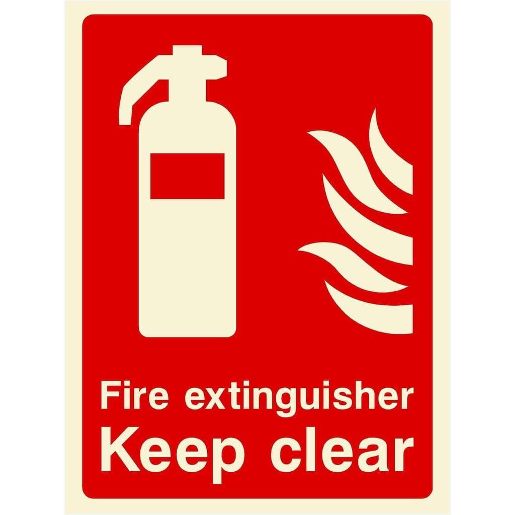 Glow In The Dark Fire Extinguisher Keep Clear Sign