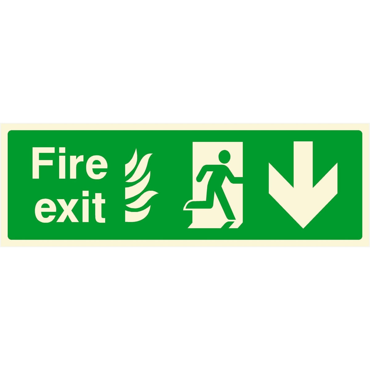 Glow In The Dark NHS Fire Exit Sign Down Arrow