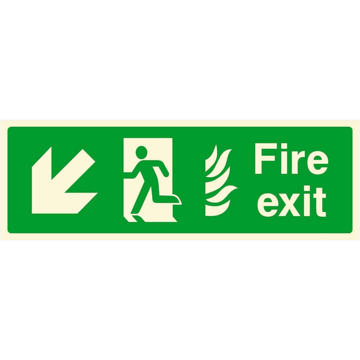 Glow In The Dark NHS Fire Exit Sign Down Left Arrow