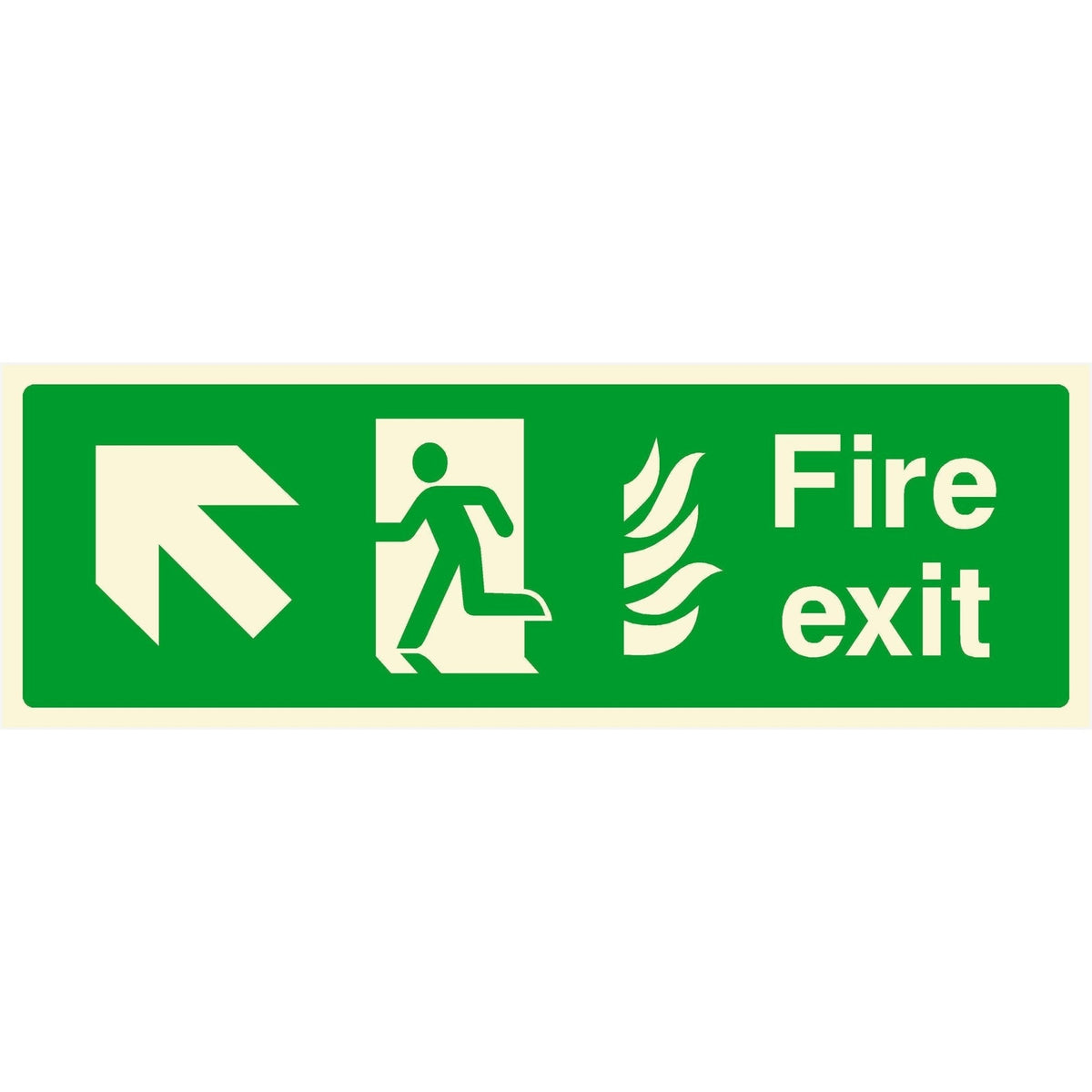 Glow In The Dark NHS Fire Exit Sign Forward Left Arrow
