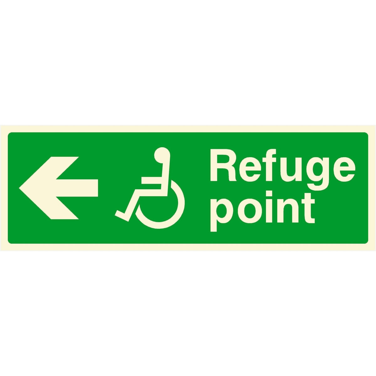 Glow In The Dark Refuge Fire Exit Sign Left Arrow