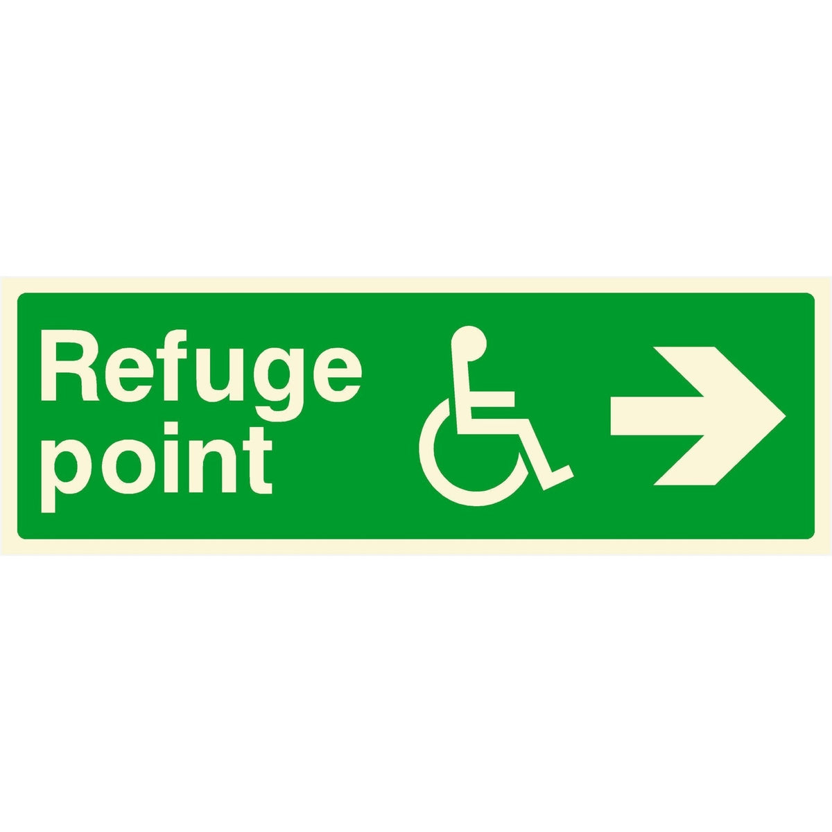 Glow In The Dark Refuge Fire Exit Sign Right Arrow
