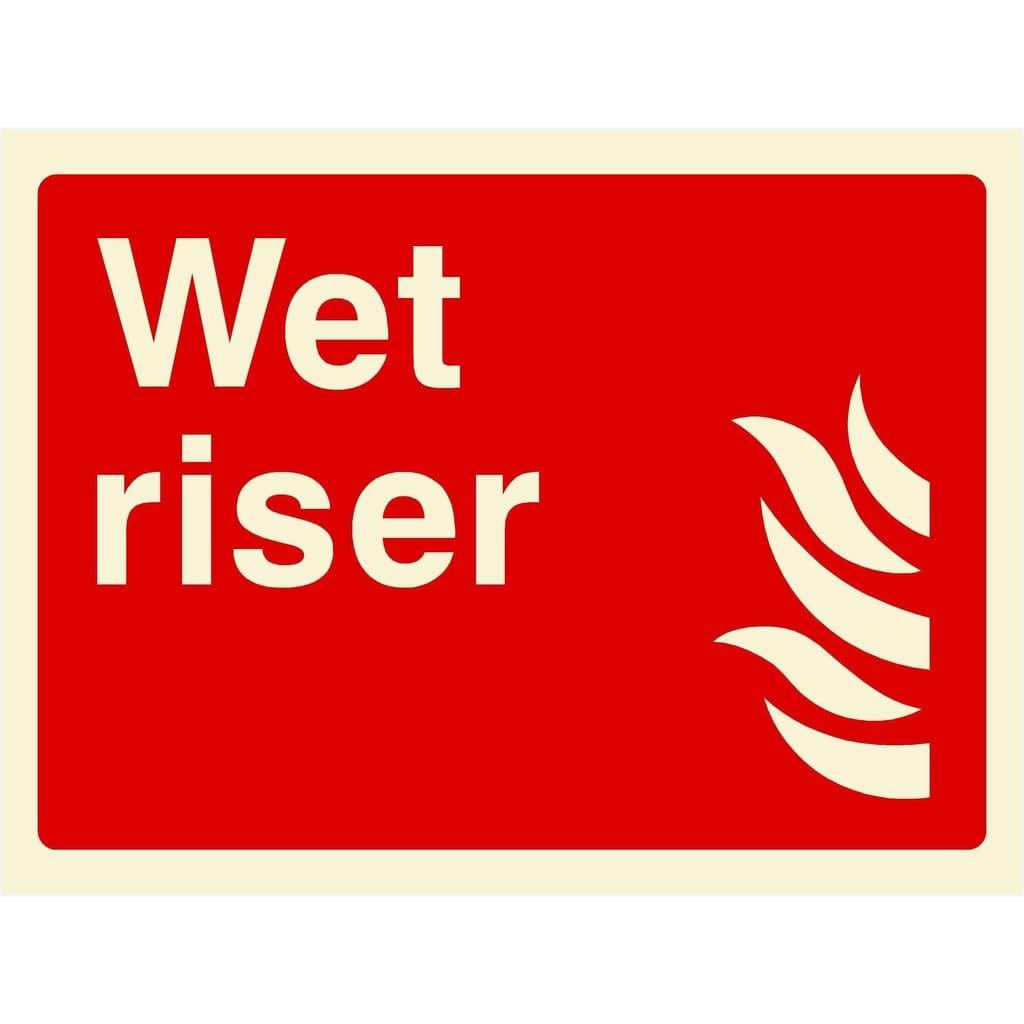 Glow In The Dark Wet Riser Fire Extinguisher Sign