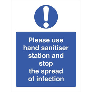 Hand Sanitiser Station Stop Spread Infection Sign