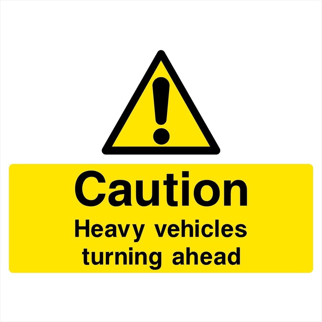 Heavy Vehicles Turning Ahead Sign