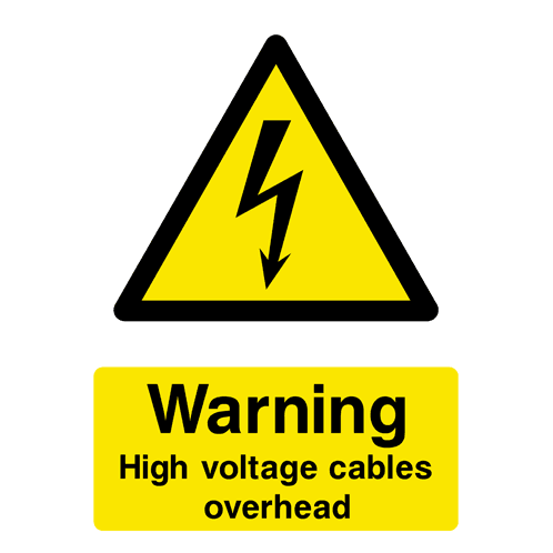 High Voltage Cables Overhead Sign