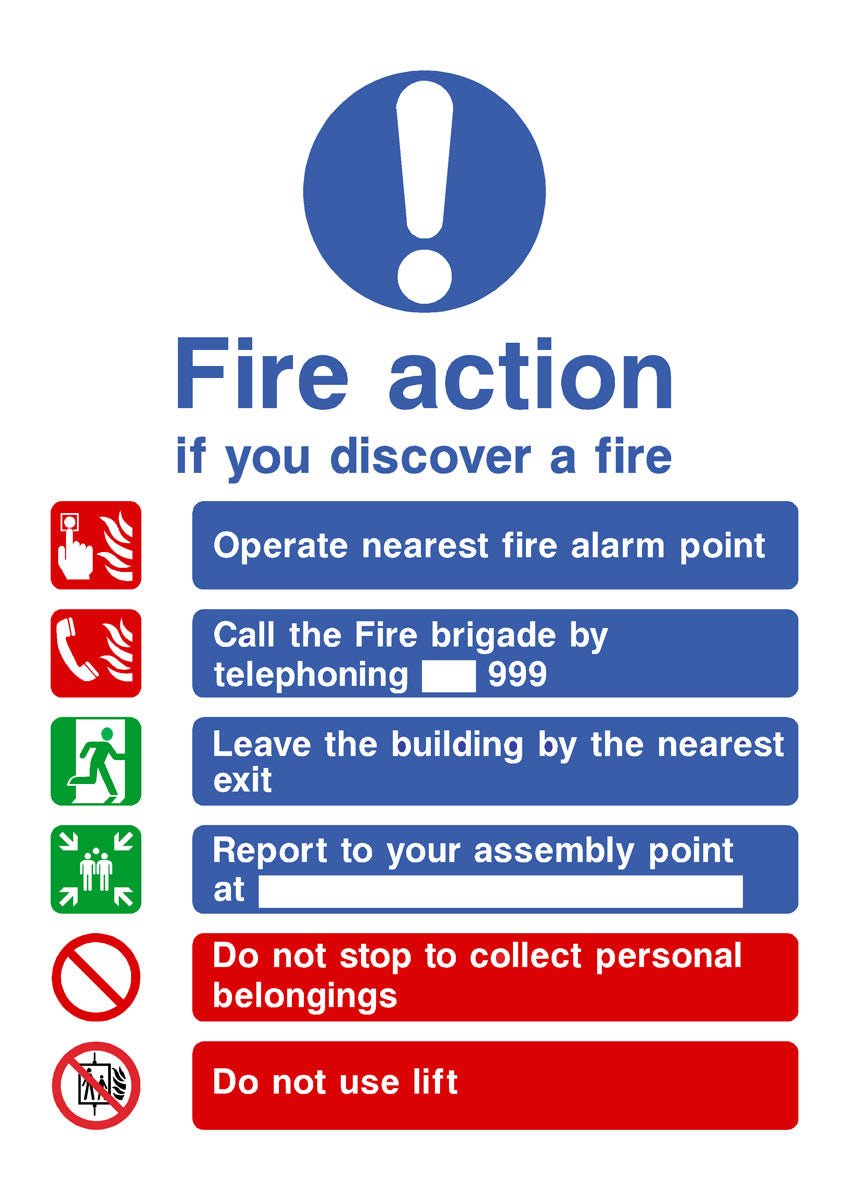 If You Discover A Fire 6 Point Fire Action Sign