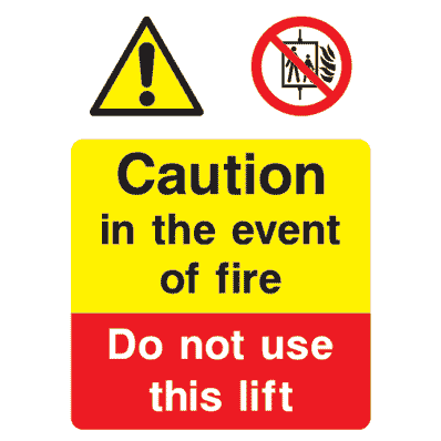 In The Event Of Fire Do Not Use Lift Sign