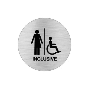 INCLUSIVE Premium Brushed Silver toilet door sign