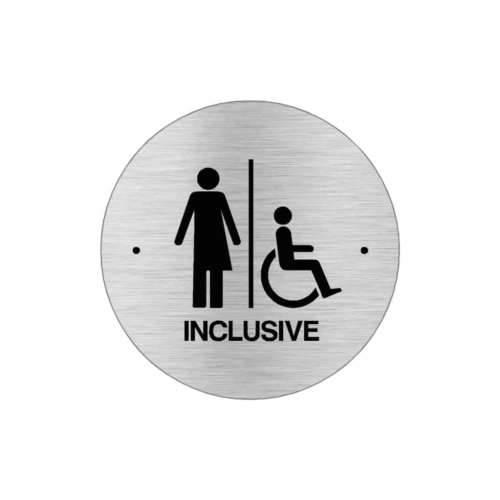 INCLUSIVE Premium Brushed Silver toilet door sign