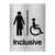 Inclusive Toilet Sign Brushed Aluminium