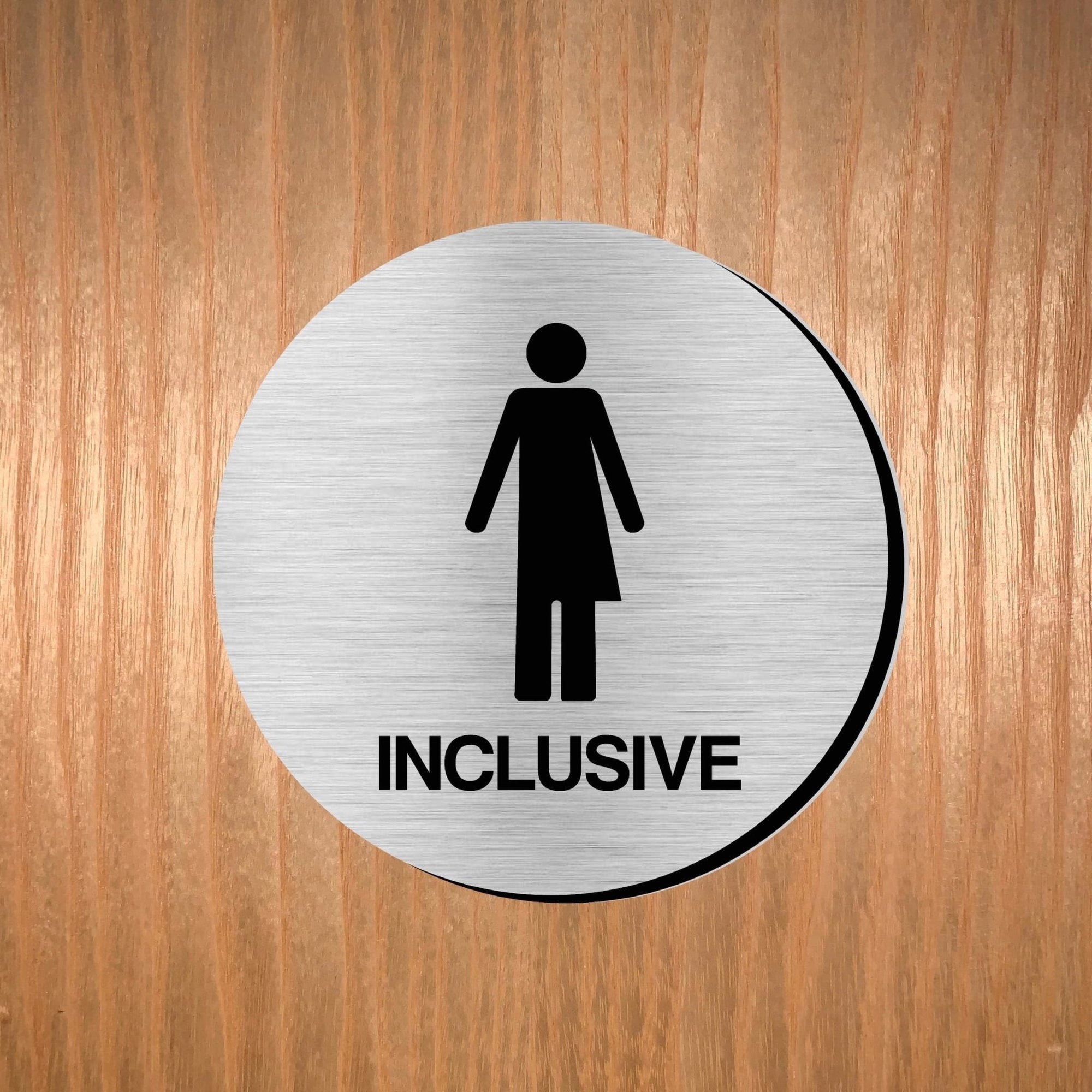 INCLUSIVE UNISEX Premium Brushed Silver toilet door sign